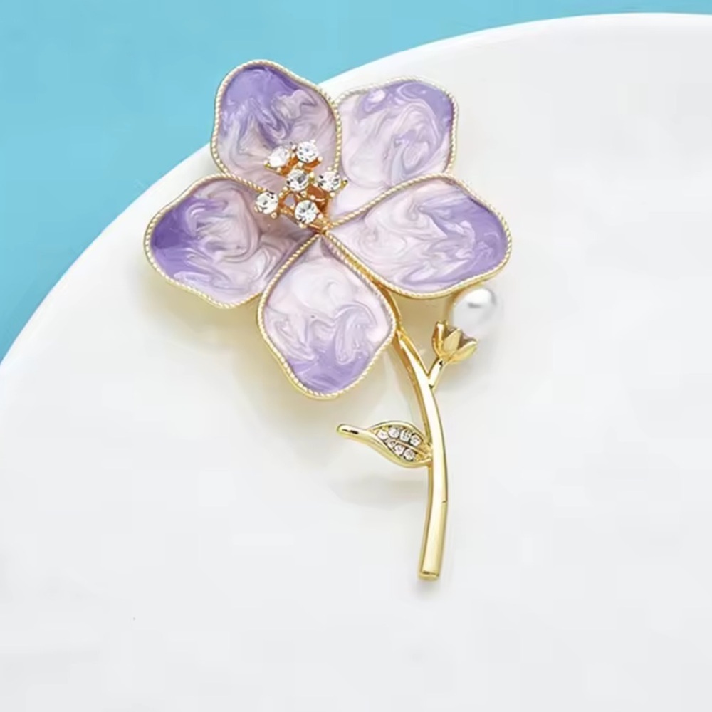 Lavender Gold Floral Brooch